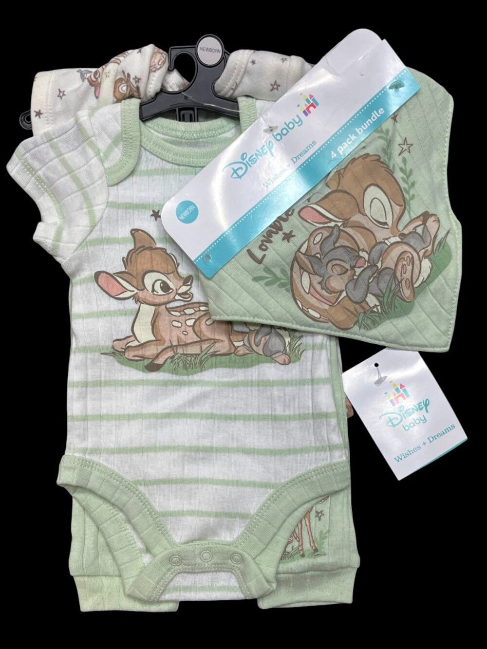 NEW Baby Boy Newborn Disney Bambi Thumper Shirts Pants Bib 4pc Layette Outfit